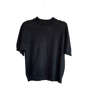 Norton McNaughton Women’s Speckled Colors Black Short Sleeve Mock Turtleneck SZM